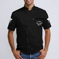 thumbnail image 3 of Men's Casual Chef Uniform, Chef Hat Print Short Sleeve Stylish Kitchen Jacket for Restaurant Bakery Hotel Staff Lightweight Coat,Black XL, 3 of 5