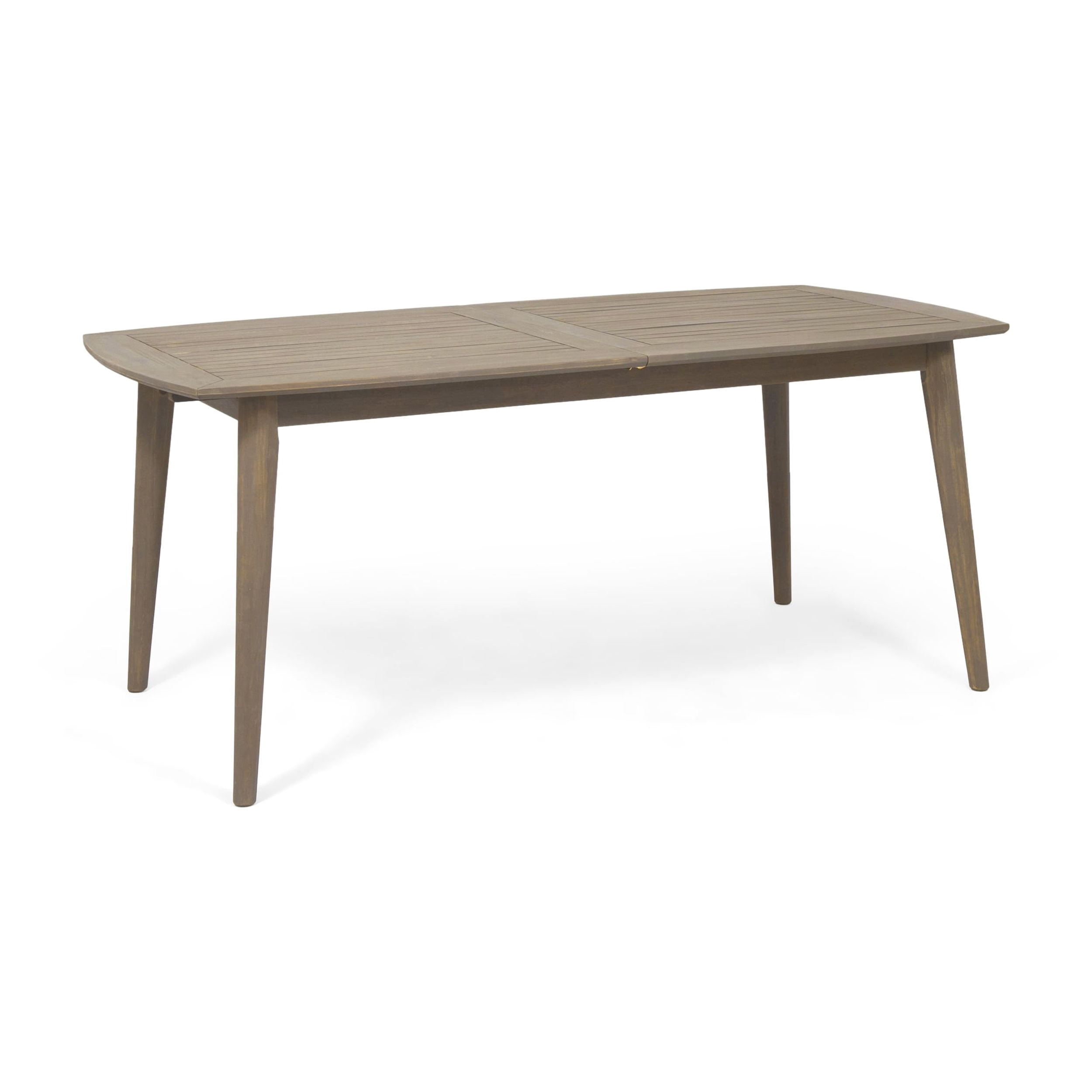 Outdoor Expandable Dining Table, Solid Acacia Wood Structure for Patio Garden, Gray