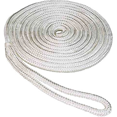 SeaSense Double Braid Nylon Dock Line  3/8  x 25   10  Eye  White