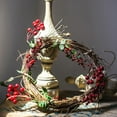 thumbnail image 5 of Faux Wreath Natural Rattan Willow Small Berry in Green and Red 2.5" D Set of 2, 5 of 8