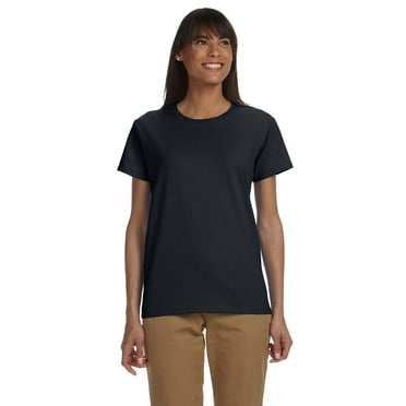 GILDAN G200L LADIES' ULTRA COTTON 6 OZ. T-SHIRT, Black, L, Pack Of 6, Tshirts for Women
