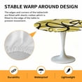 thumbnail image 2 of Elastic Fitted Round Tablecloth, Yellow Geometric Waterproof Stretch Table Cover for 36"-44" Tables, Farmhouse Abstract Black White Striped Washable Outdoor Tablecloths for Patio, Picnic, Camping, 2 of 9