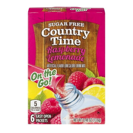 - (6 Pack) Country Time On-The-Go Sugar-Free Raspberry Lemonade Powdered Soft Drink, 6 - 0.48 oz Packets