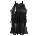 thumbnail image 2 of mfyjkho Vestidos de tallas grandes, Vestido gótico de Halloween para mujer, con tirantes, hombros descubiertos y encaje de malla y retazos Vestidos para invitadas de boda para mujer s, 2 of 7