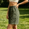 thumbnail image 4 of 2026 Womens Summer Shorts with Pockets 100% Cotton High Waist Cargo Shorts Elastic Waist Buttoned Pockets, 4 of 5