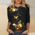 thumbnail image 2 of ZQGJB Cute Butterfly Print Shirts for Women Dressy Casual 3/4 Lenght Sleeve Round Neck Graphic T-Shitrs Top Loose Fit Comfy Tunic Tees Blouse Multicolor#09 M, 2 of 6