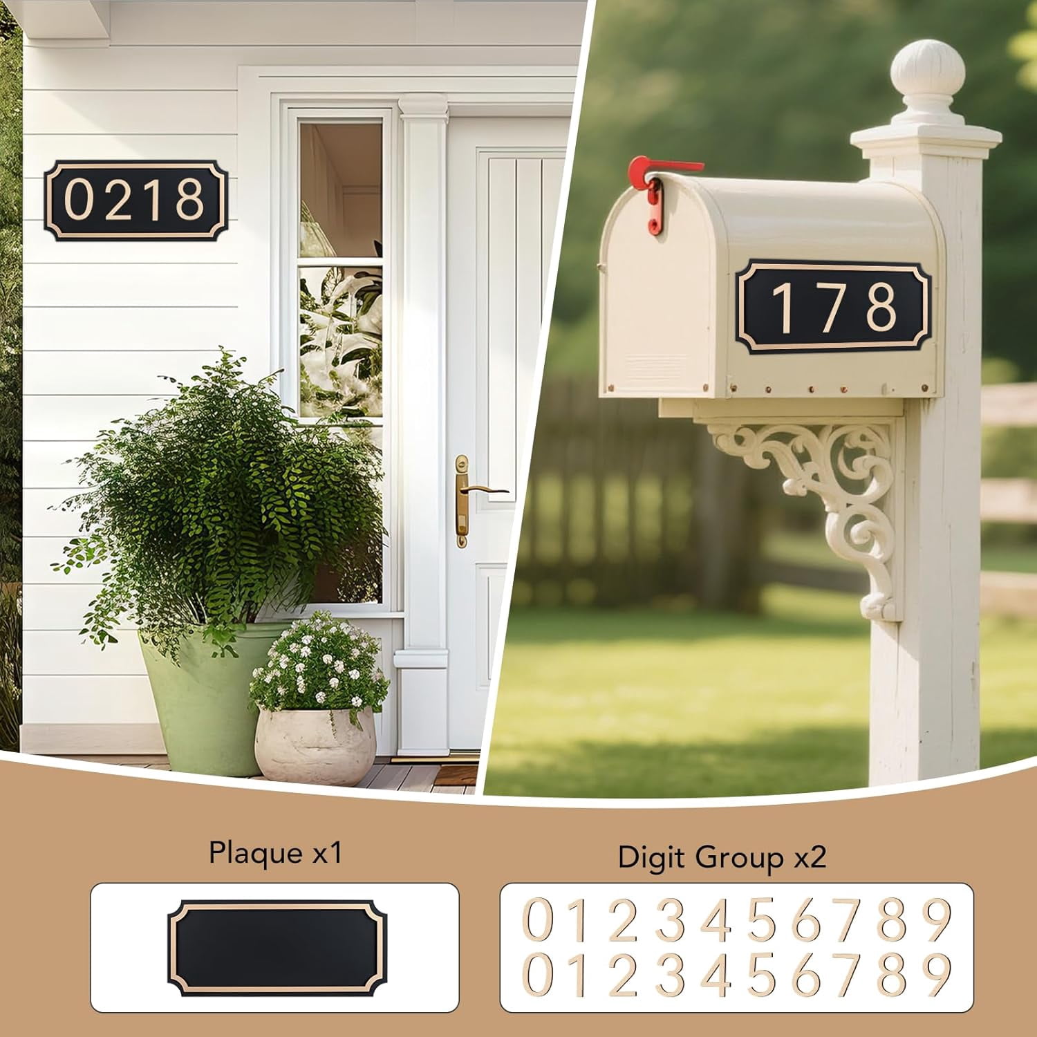 House Numbers for Outside, Address Plaques, Personalized Address Signs for House, Mailbox, Apartment, Office, Classroom, Hotel, Garden (Contains Two Sets of Numbers from 0-9)