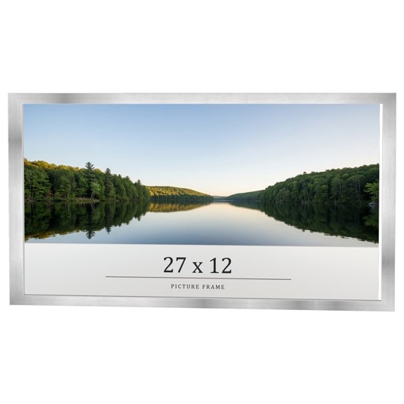 27x12 Frame Silver Real Wood Picture Frame Width 0.75 inches | Interior Frame Depth 0.5 inches |