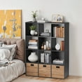 thumbnail image 2 of LINJH 12-Cube Storage Organizer - Open Shelf Bookcase with Removable Back Panels in BLACK - Versatile Storage Solution for Living Rooms, Bedrooms & Home Offices, 2 of 21