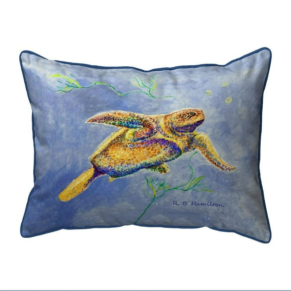Betsy Drake Interiors Pointillist Sea Turtle Small Indoor/Outdoor Pillow 11x14