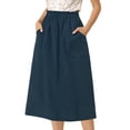 thumbnail image 1 of Falda midi de algodón con bolsillos Allegra K Azul oscuro XS, 1 of 6