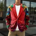 thumbnail image 2 of IWRICH Carnival Glitter Sequin Corduroy Blazer for Men Notched Lapel Suit Jacket Casual Business Jackets Slim Fit Plus Size Coats for Festive Party 27-Red XXL, 2 of 4