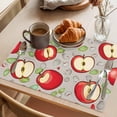 thumbnail image 3 of Red Apples Placemats Set of 8 Summer Fruits Grey Modern Art Place Mats Indoor Wipeable Table Mats Washable Cloth Dining Table Placemats for Kitchen Holiday Party Home Decor 13x19 Inch, 3 of 9