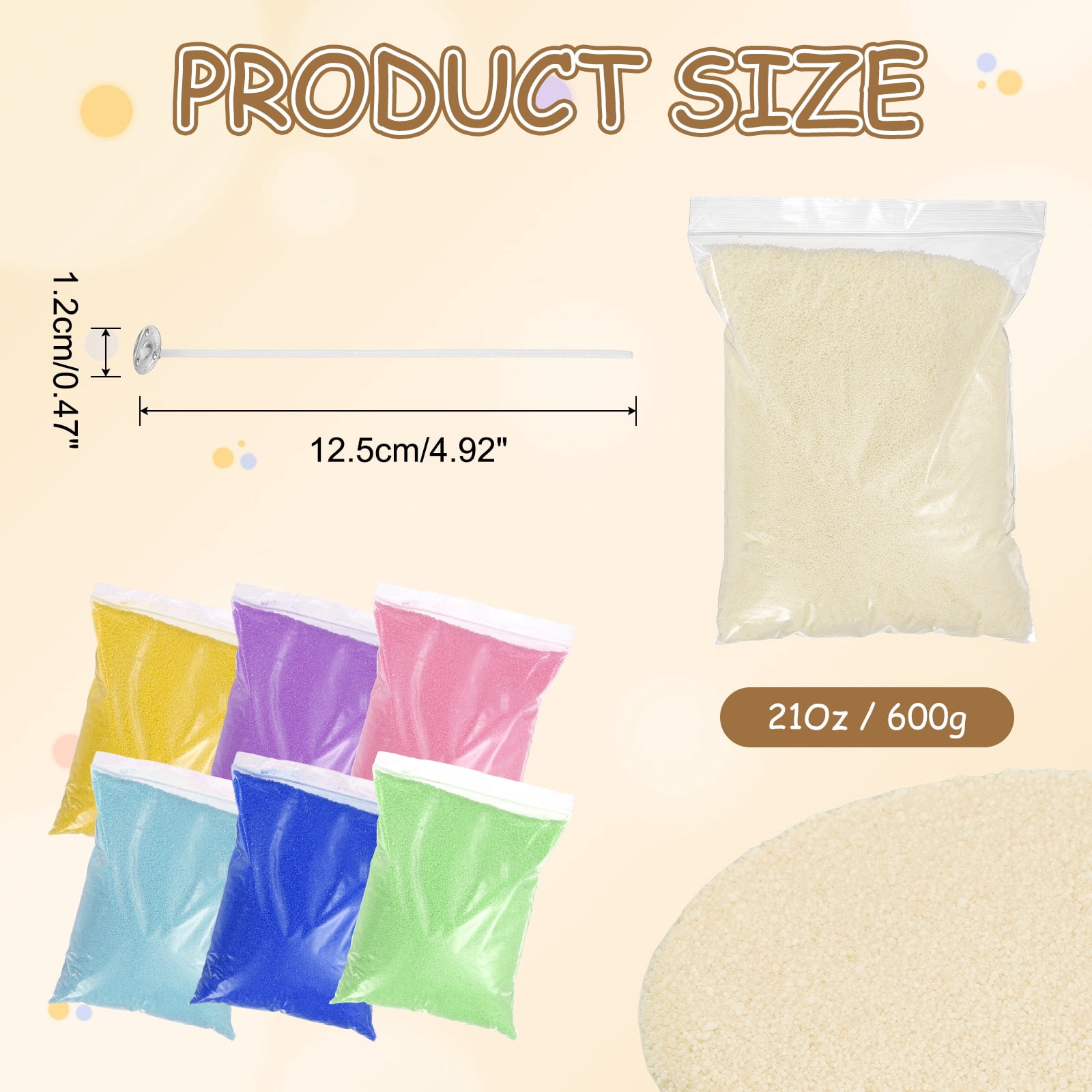 Pearled Sand Candles with 50 Pcs Wicks 21Oz / 600g Candle Beads Refillable Powder Sand Wax Making Kit for Thanksgiving Christmas Wedding Party DIY Home Crafts, Beige
