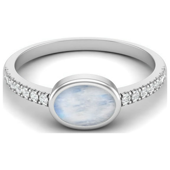 7X5 mm Oval Cut Moonstone 925 Sterling Silver Solitaire Women Valentines Day Gifts Proposal Ring