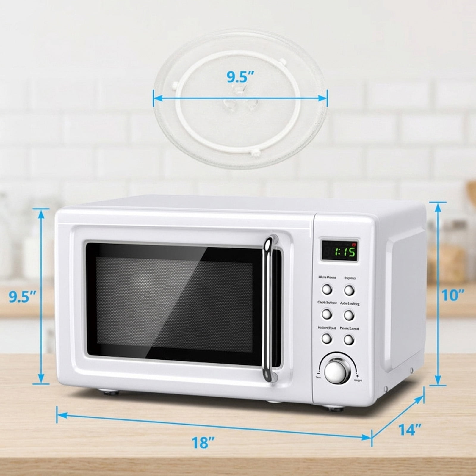 RUIE Retro Microwave Oven,700W 0.7 Cu.ft Countertop Microwave with 5 Power Levels and 8 Auto Cook Menus,LED Display,Child Lock,Compact Microwave for Apartment Dorm Office