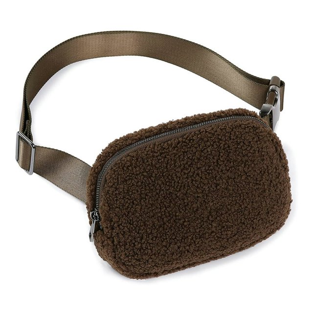 Belt Bag Multi-functional Zipper Plush Adjustable Strap Pure Color Unisex Style Fanny Pack Shoulder Waist Pack for Outdoor