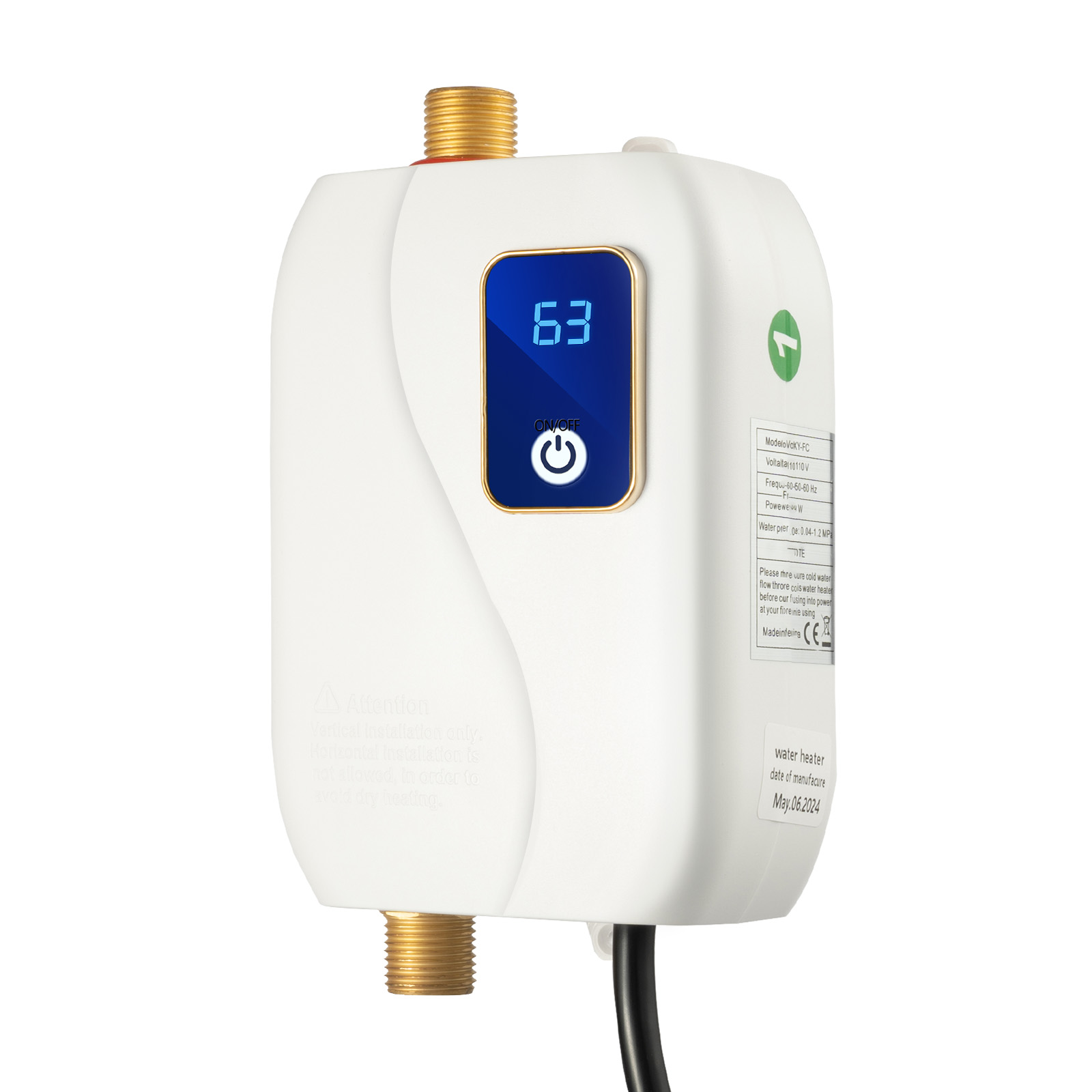 3000W 110V Instant Hot Water Heater Electric Tankless On Demand House IPX4 for kitchen water, daily washing