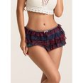 thumbnail image 6 of Women Lace Bloomers Shorts Casual Summer Layered Ruffles Elastic Short Pants for Club Streetwear, 6 of 9