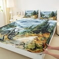 thumbnail image 3 of Feelyou Modern Cycling Lover Queen Sheet Sets, Watercolor Mountain Flat Sheet, Teens Kids Boys Girls Queen Fitted Sheet, Lightweight Room Decor, 4pcs, 3 of 7