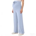 thumbnail image 7 of Hxshgdsn Maternity Pants Bow-Tie Drawstring Drapey Over Belly Ribbed Trousers for Pregnancy Women Blue 2Xl, 7 of 7