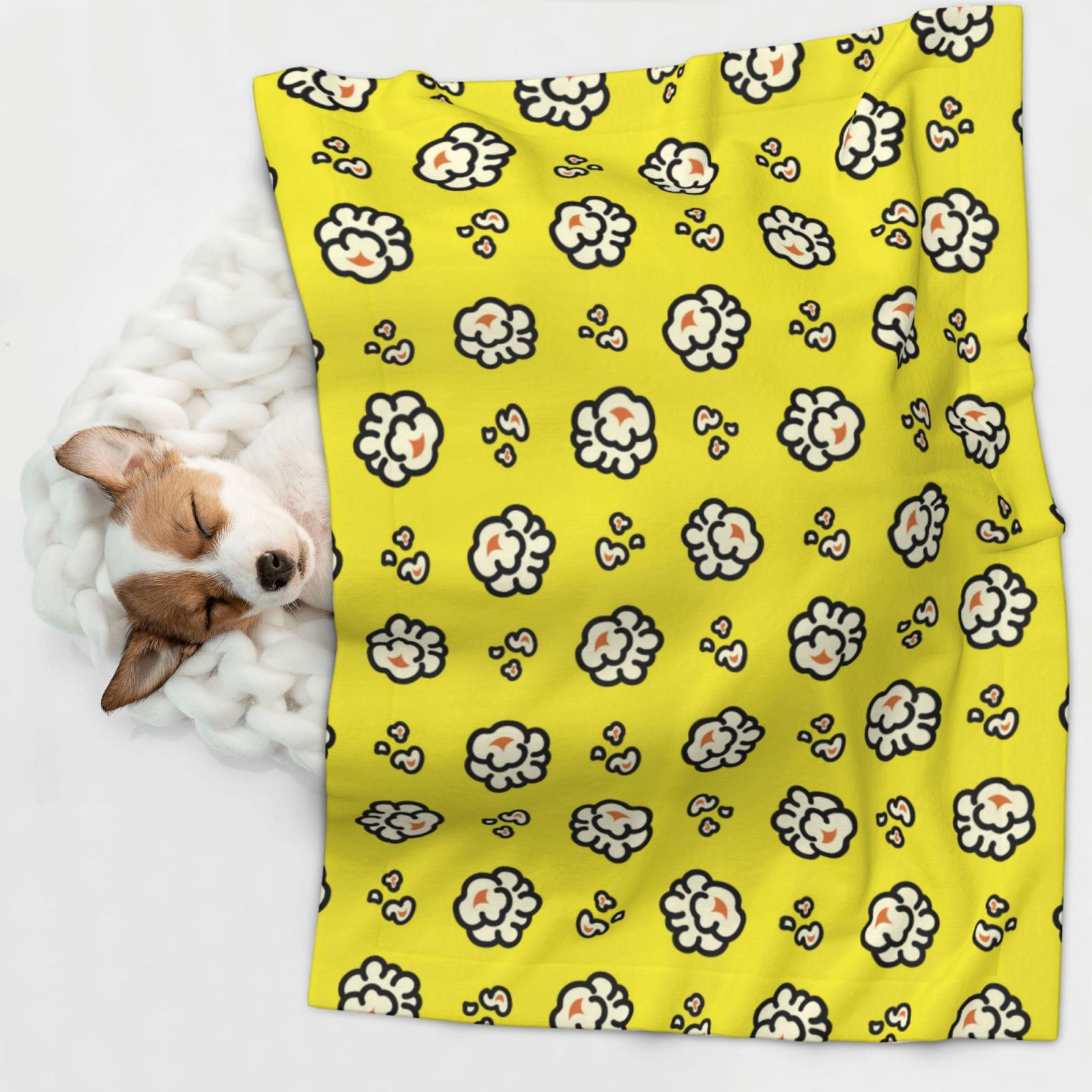 Naloa White Popcorn Dog Blanket, 3 Sizes Cat Blanket for Indoor Cats Large Medium Small Dog Gifts-