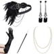 thumbnail image 4 of Conjunto de diadema de plumas estilo retro europeo y americano para fiestas, cenas, pulseras, collares y pendientes. Barra de humo, 4 of 5