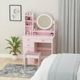 thumbnail image 6 of Vanity Set with Mirror and Lights Modern Storage Makeup Dressing Table with 5 Drawers Pink, 6 of 6