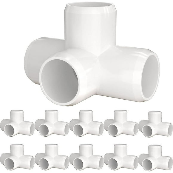 3 Way Pvc Fittings 1/2 Inch (10-pack), Furniture Grade Pvc Pipe Connector Pvc Elbow For All Diy Pvc Structure And Frames - Fits 1/2" Sch 40 Pvc Pipes
