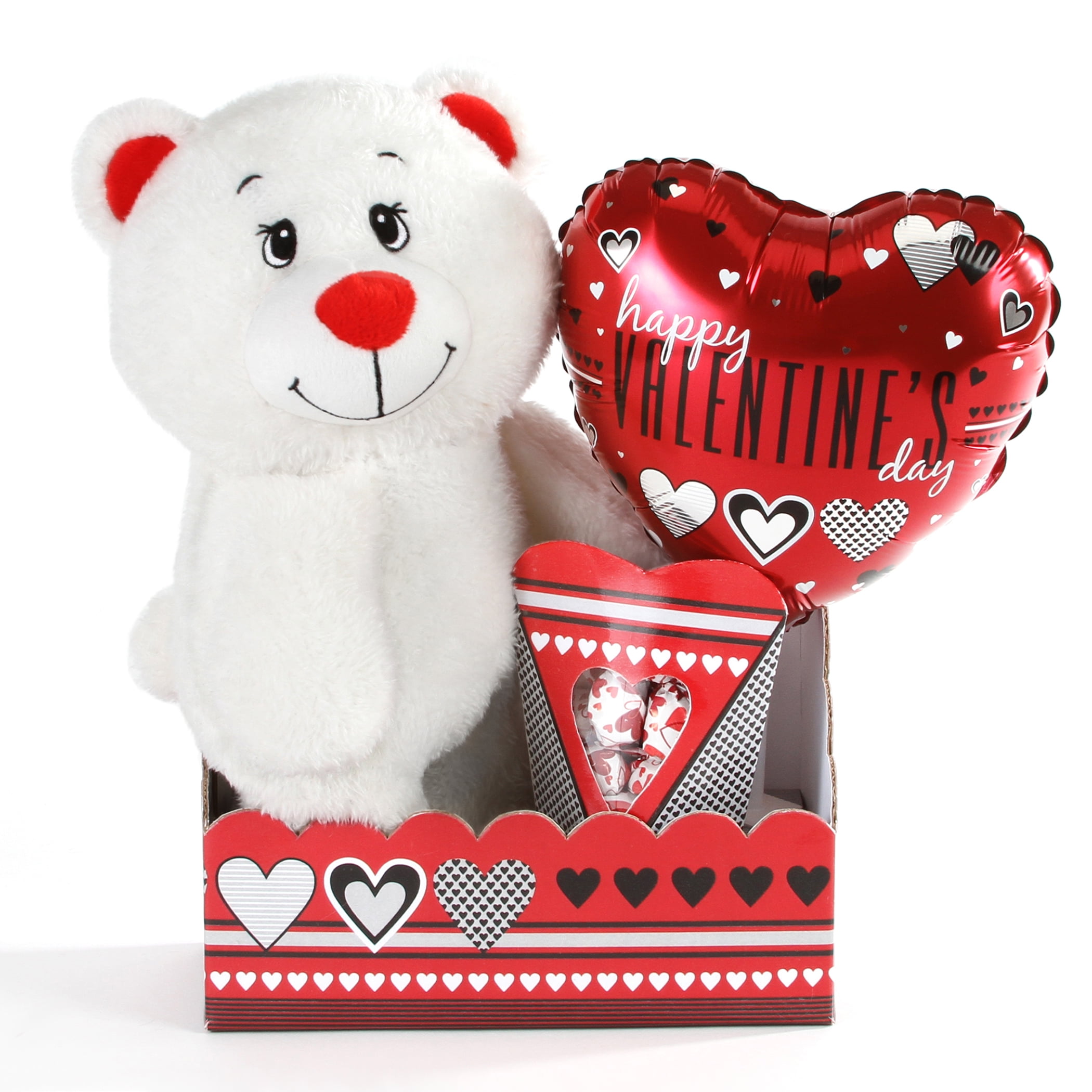 Way to Celebrate!  Progressive Gifts Valentine's Day Plush White Bear Candy Gift Set