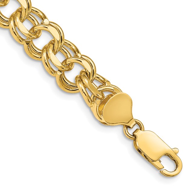 14k Yellow Gold Double Link Chain Charm Bracelet