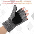 thumbnail image 4 of Thermal Insulation Fingerless Texting Wool Gloves Unisex Winter Warm Knitted Convertible Mittens Flap Cover,Light Grey, 4 of 6