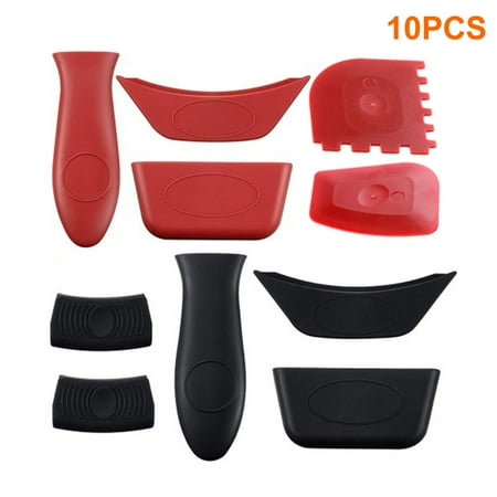 

Reduced！Amusingtao 10pcs/set Sleeve Pot Handle Holder Potholder Heat Resistant Non Slip Silicone