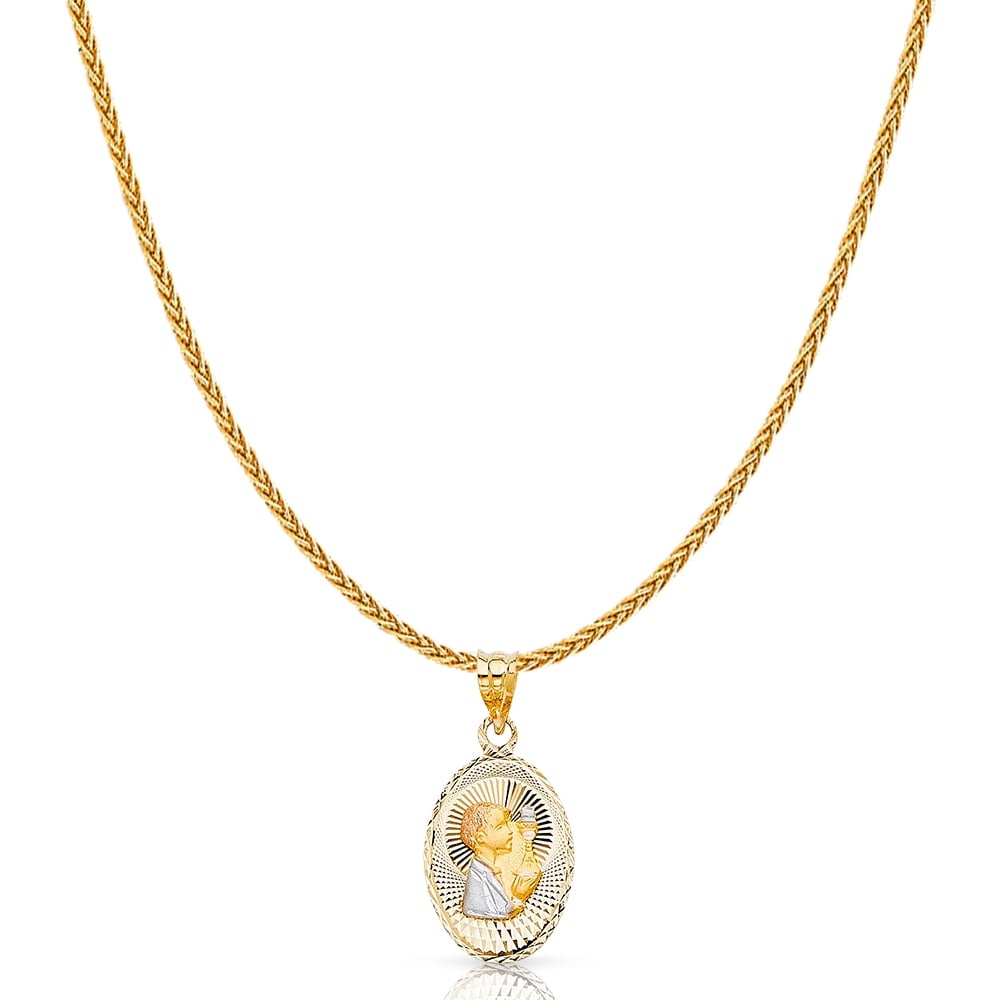 14k Tri Color Gold Religious Communion Stamp Charm Pendant