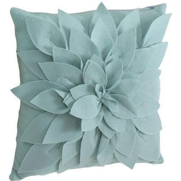 Sara's Garden Petal Decorative Throw Pillow. 17 Inch Square (Aqua, Case Insert)