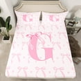 thumbnail image 2 of jejeloiu Personalized Gifts Bow Bed Sheets,Letter G King Sheets,Pink Bow Bowknot Sheet Set,Lightweight Room Decoration,4 Pieces, 2 of 7