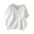 thumbnail image 2 of mfyjkho Tops Para Hacer Ejercicio, Suéter De Manga Corta Con Cuello En V Y Bordado De Lino Sintético Para Mujer, Top De Moda Tops Para Hacer Ejercicio M, 2 of 8