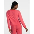 thumbnail image 4 of Joyspun Women's Cozy Lounge Collection Hacci Knit Long Sleeve Sleep Top, Sizes XS to 3X, 4 of 6