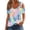 A-Light Blue, variant on Off the Shoulder Crochet Tops for Women Casual Floral Printed Summer Short Sleeve Metal O-Ring Tie Strap V Neck Tunic Blouse Fashion Lace Eyelet Hollow out T-Shirts A-Purple#01 L