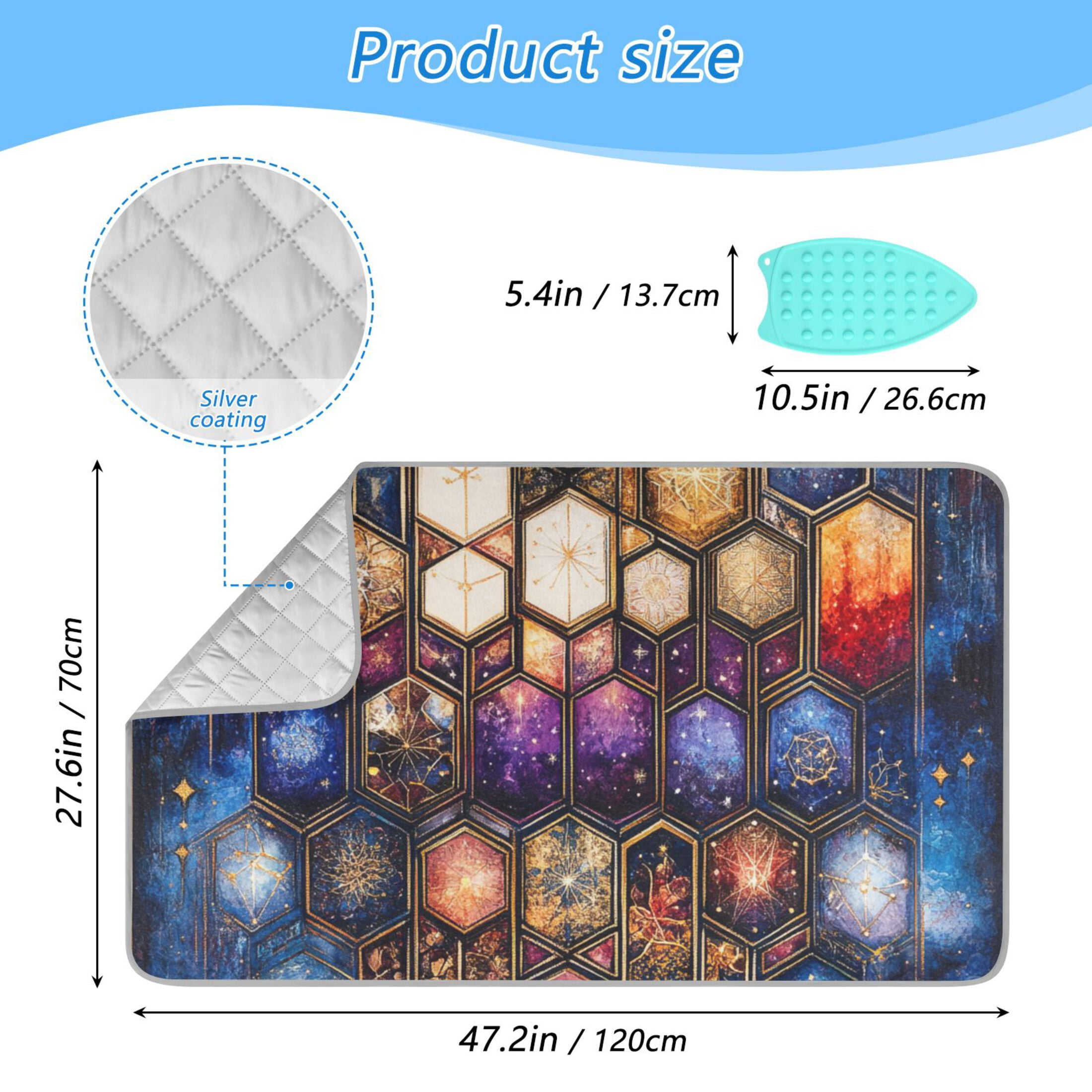 Galactic Hexagon Ironing Mat Blanket for Table Top Travel Portable Ironing Board Pad 47.2x27.6 Inch