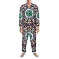 thumbnail image 3 of Fotbe Colorful With Blue Oriental Pijama de Hombre con Estampado de Manga Larga, Conjunto de 2 Piezas, Ropa de Dormir Suave y Cómoda con Bolsillos-Small, 3 of 7