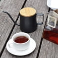 thumbnail image 5 of Cafetera de mano de acero inoxidable con orejas colgantes de teflón Cafetera de mano con tapa de bambú Boca larga Boca fina Cafetera con filtro antigoteo, 5 of 5