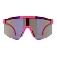 thumbnail image 3 of Boys Kids Rimless Color Mirror Neon Wrap Curved Sport Sunglasses Pink - Purple Mirror, 3 of 4