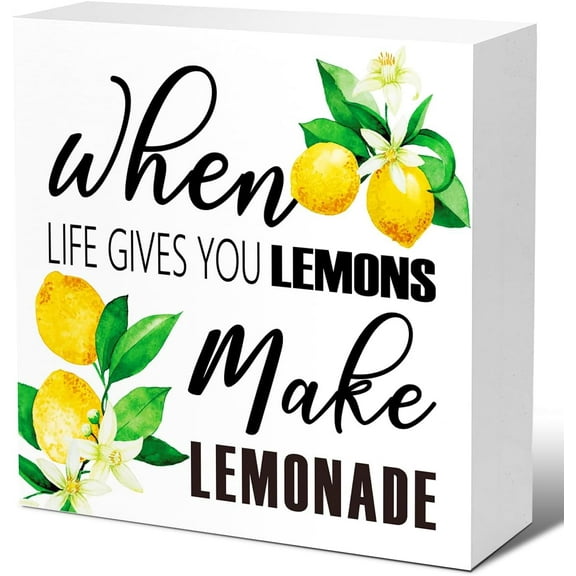 Zomyto 5x5 In Rustic Inspirational Desk Decor When Life Gives You Lemons Wooden Box Sign