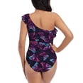 thumbnail image 5 of Haiem Purple Butterfly Women's One Piece Swimsuits Tummy Control One Shoulder Bathing Suits Ruffle Swimwear-XX-Large, 5 of 8