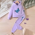 thumbnail image 2 of Mercatoo 𝐀thletic Sweatsuit for Toddler Girls Butterfly Graphic Hoodie Sweatpants and Jogger Set Kids Fall Winter Teen Fashion Outfits, 2 of 7