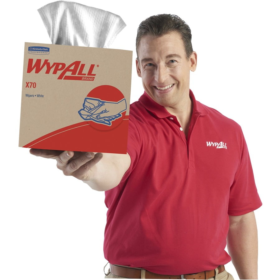 WypAll X70 Hydroknit Cloths, 9.1" x 16.8", White, Durable Absorbent Reusable Wipes, Embossed, 100 per Box