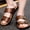 Coffee, variant on Men's Leather Platform Orthotic Slides Sandals Open Toe Arch Support Hollow Slip On Slippers Summer Lightweight Slip Soft Bottom Casual Walking Beach Sandals