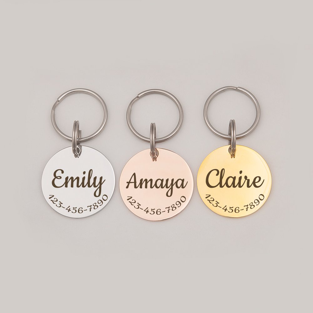 Engravable Round Pet's Name and Icon Pet ID Dog Tag Personalized