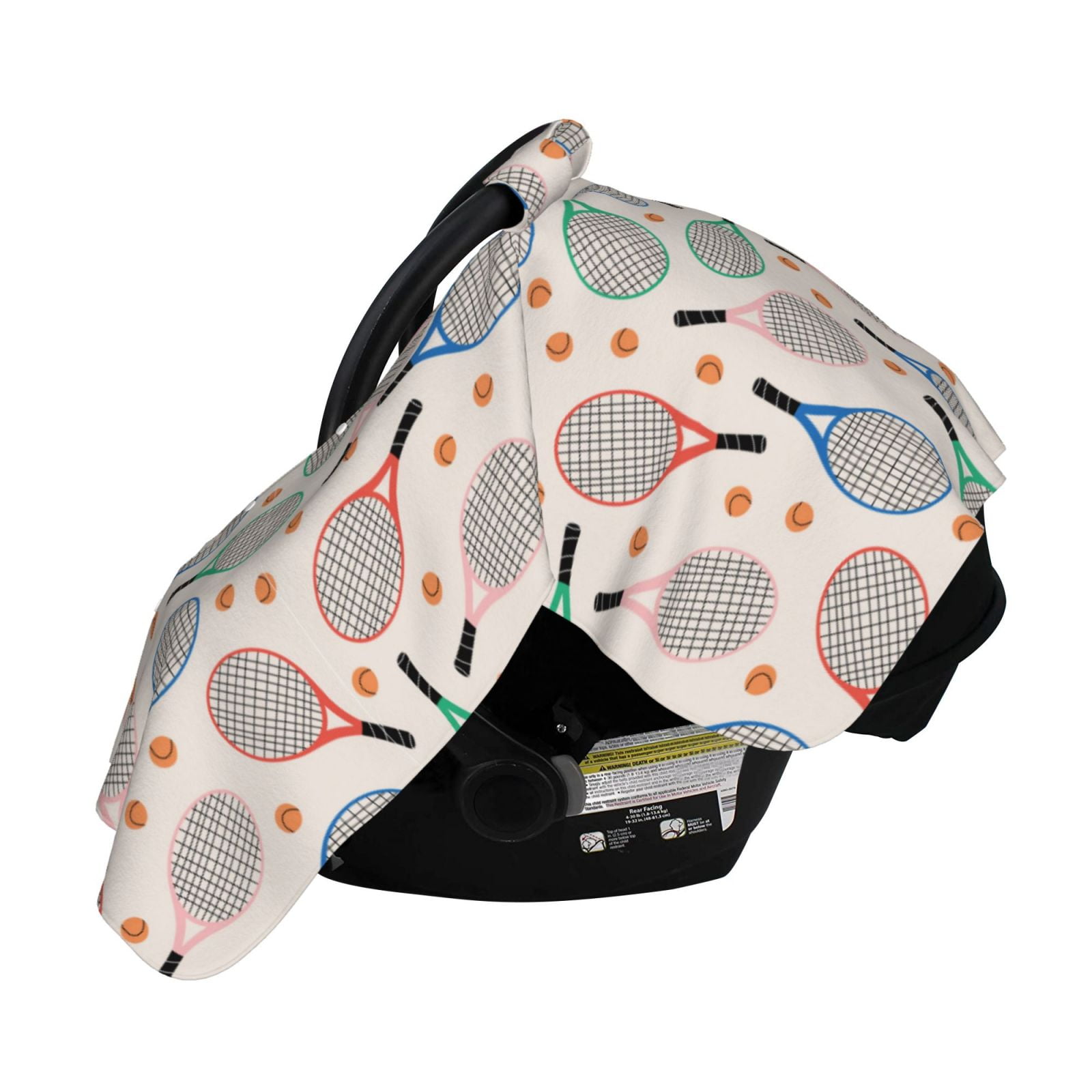 Naloa Cute Tennis Racket Baby Car Seat Cover, Breathable Baby Carrier Cover, Multiuse Baby Carrier Cover & Nursing Breastfeeding Cover